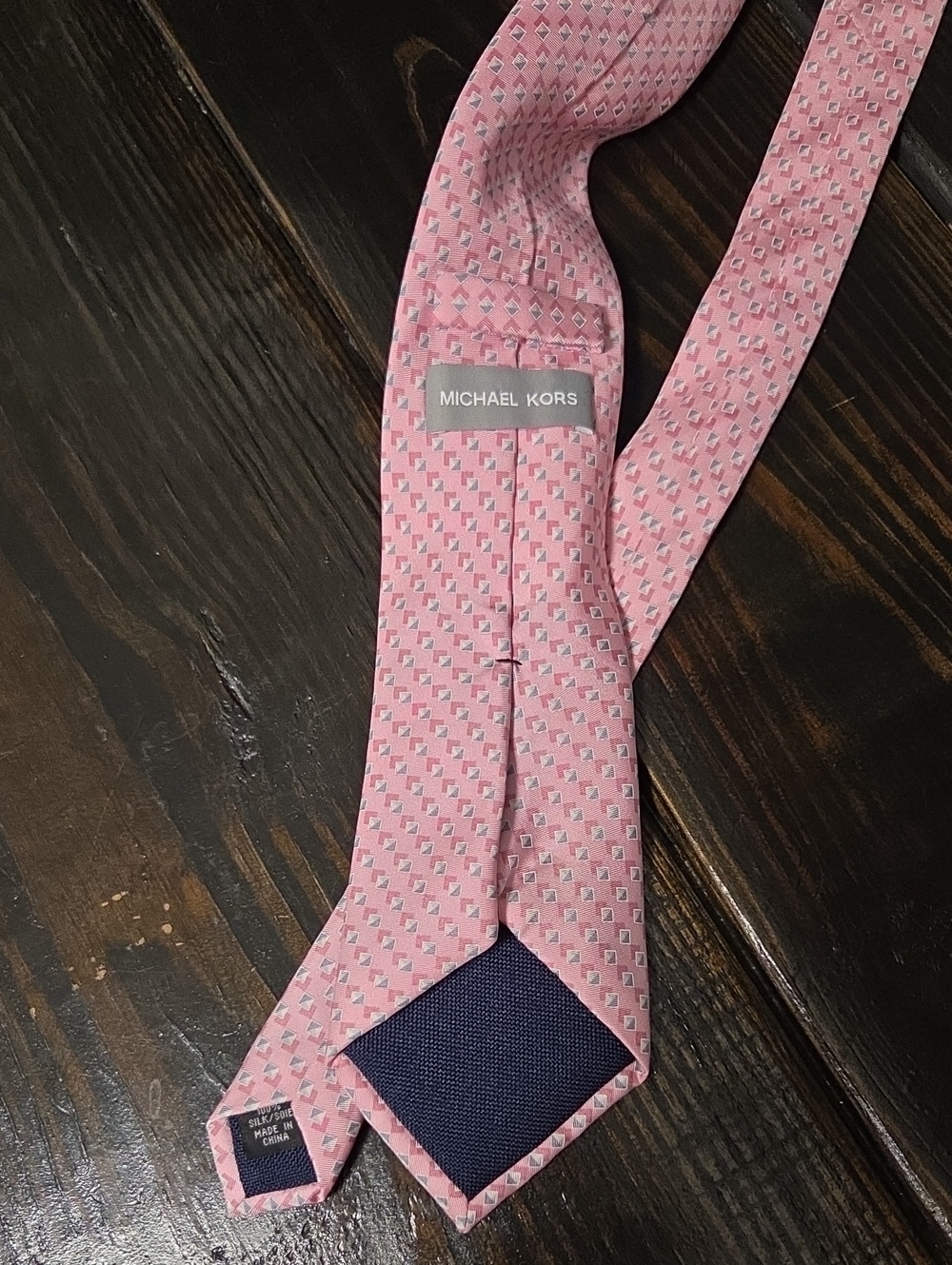 Michael Kors Pink Geometric Silk Tie